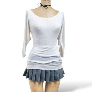 90's Vintage Express Knit 3/4 Sleeve Long Sleeve Cold Shoulder Top Size XS